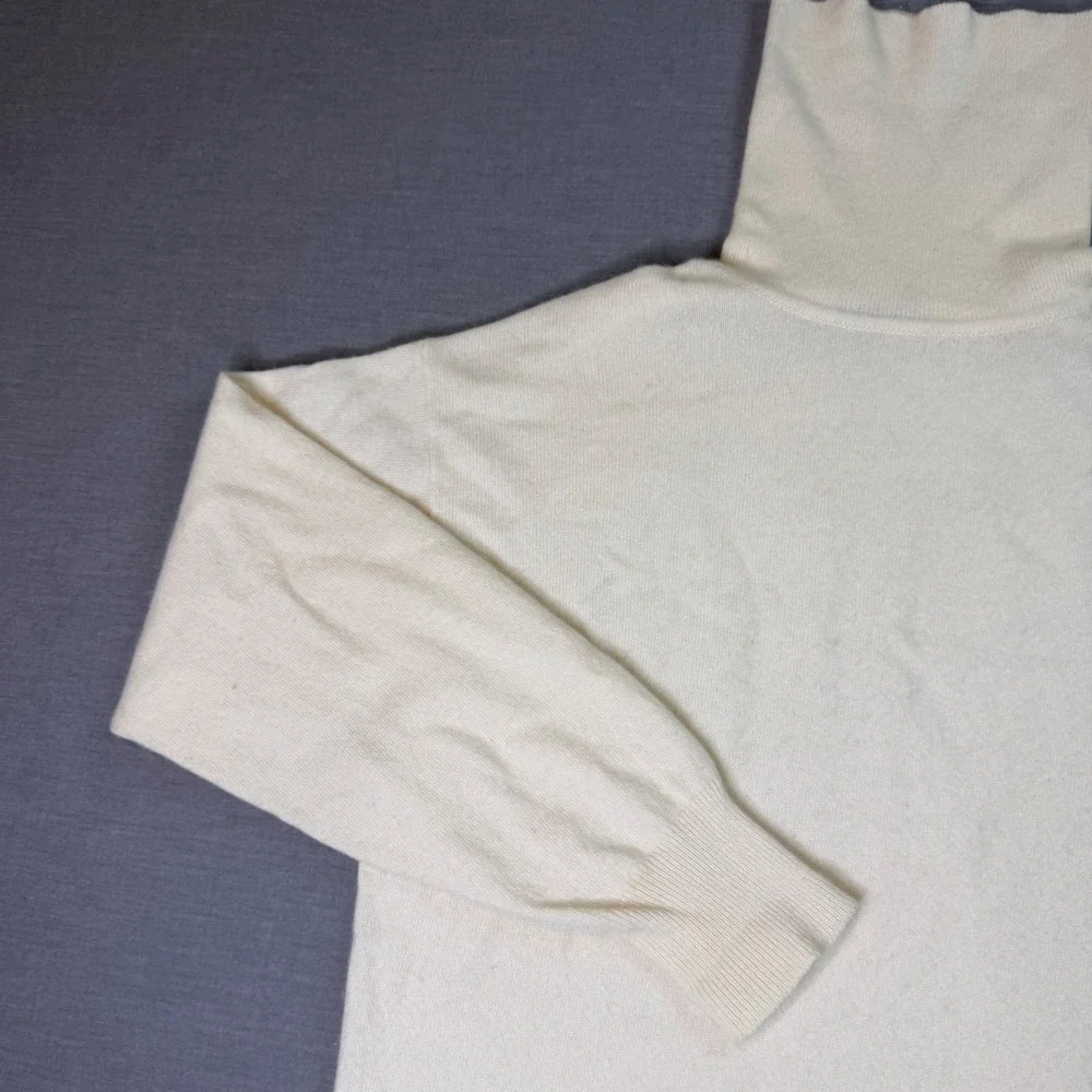 William Lockie Turtleneck Sweater Womens S Cream‎ Excellent Cashmere Scotland